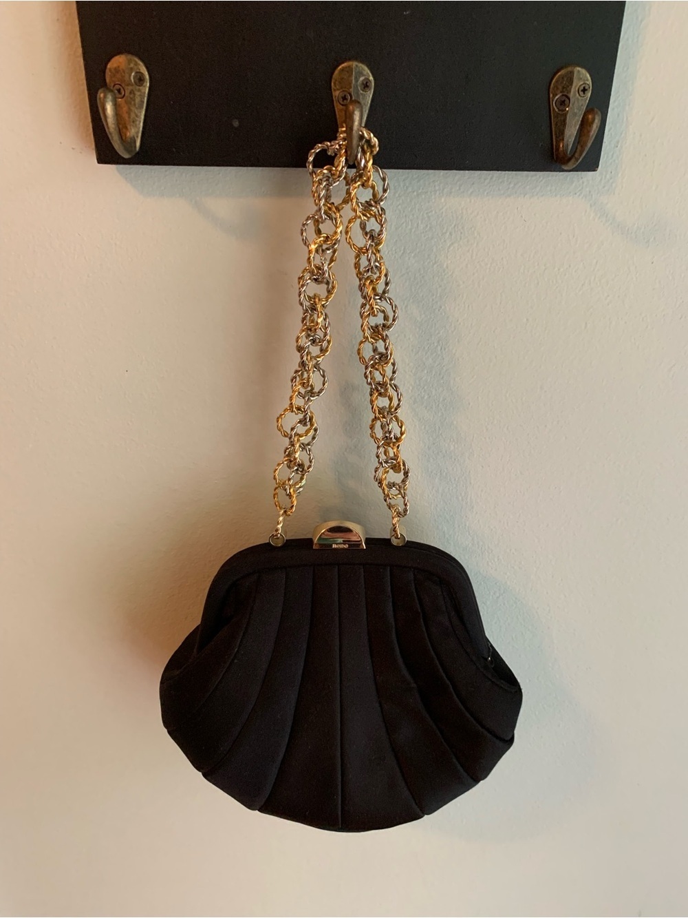 Rodo Italian Black Satin luxury Handbag
